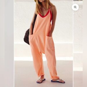 NWT FP Movement by Free People Pastel Peach Hot Shot Onesie, Sz S